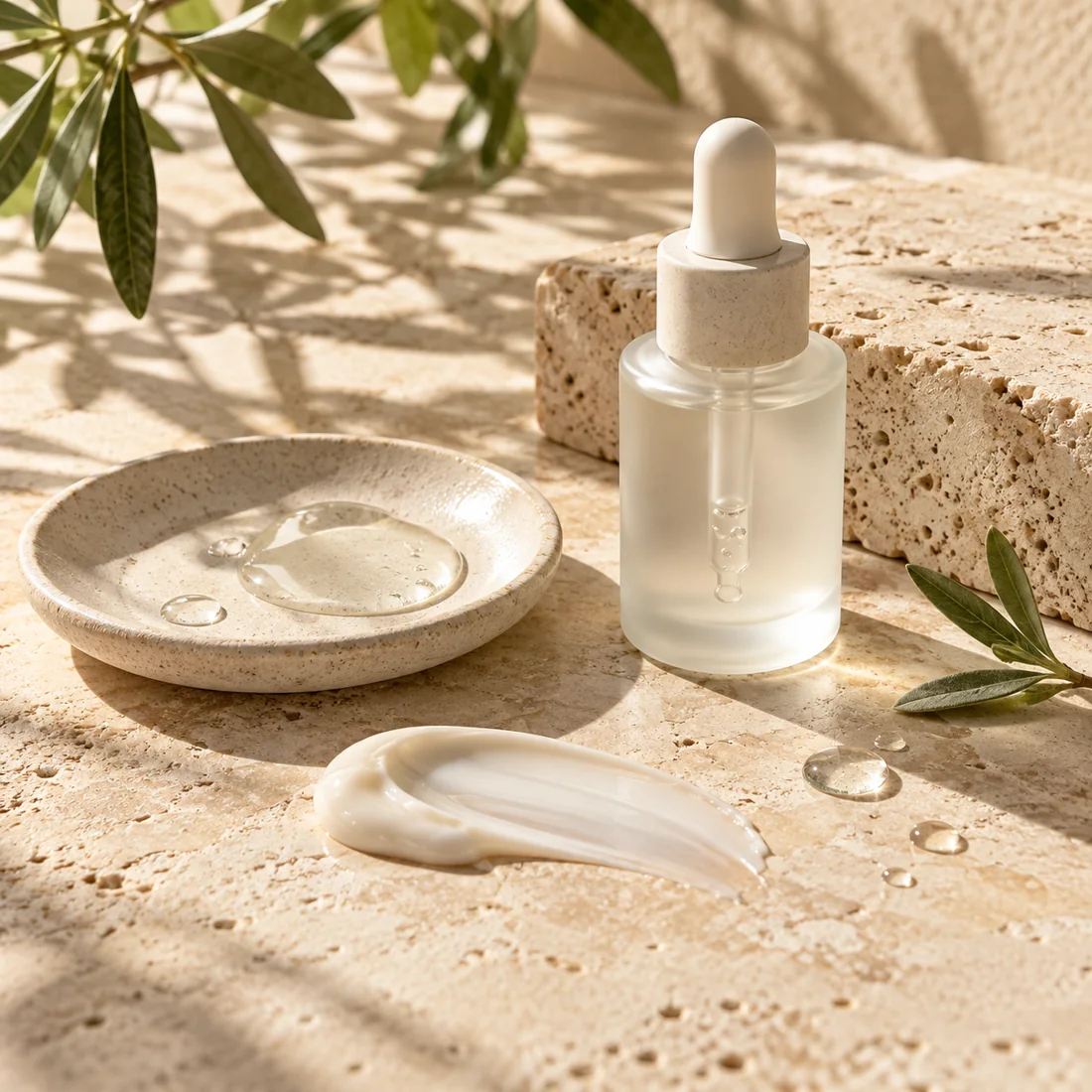 Sérum et textures de soin du visage